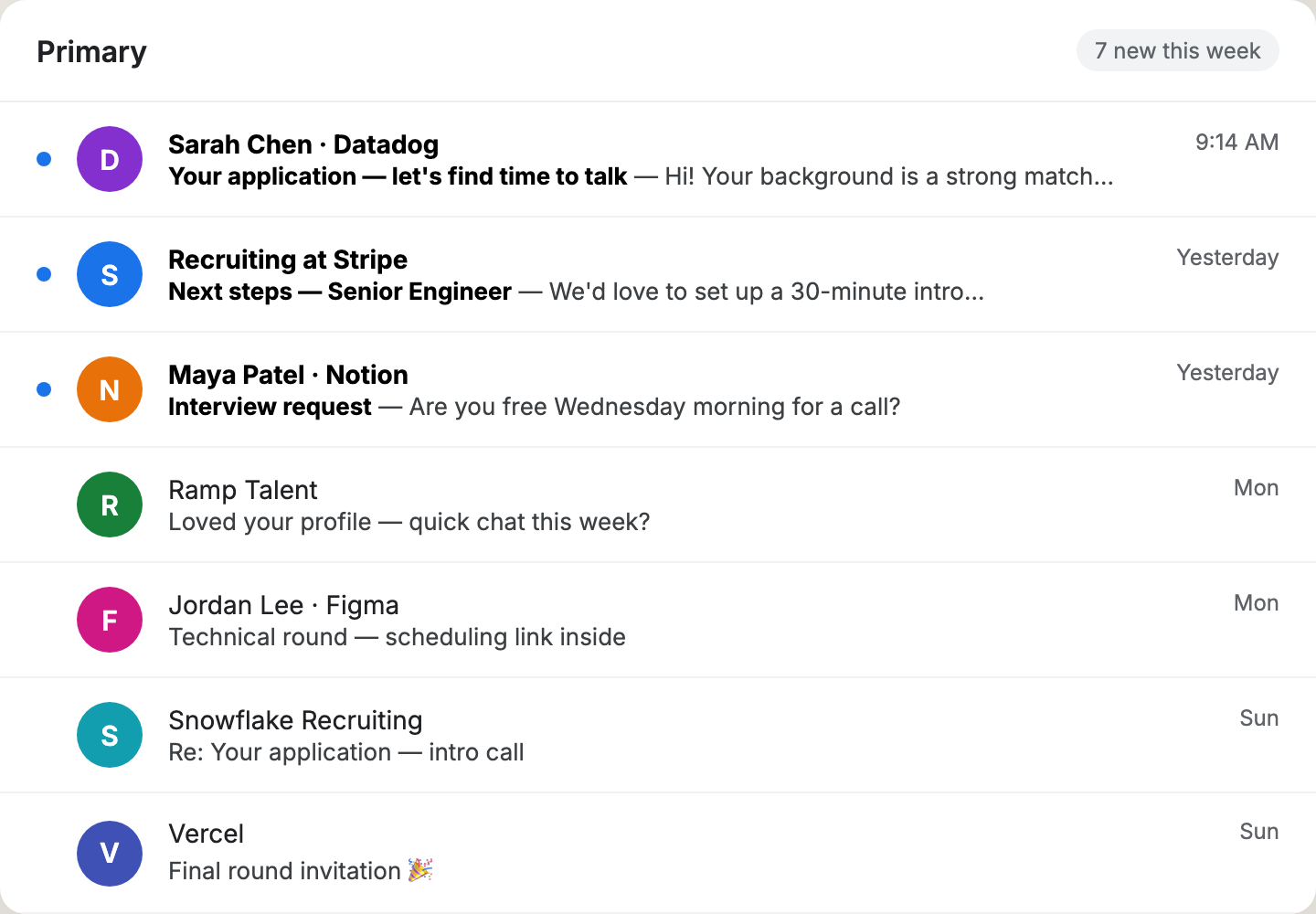 Recruiter replies